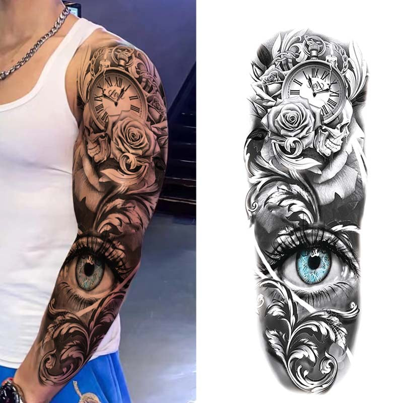 Eye Tattoo Sleeve - Keep an Eye on Time Temporary Sleeve Tattoos – neartattoos